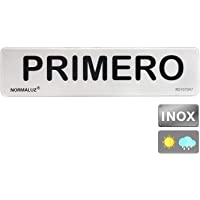 Normaluz Rd707097 - Señal Adhesiva Rectangular Primero Acero Inoxidable Adhesivo 0.8 mm 5X20 cm- Gris